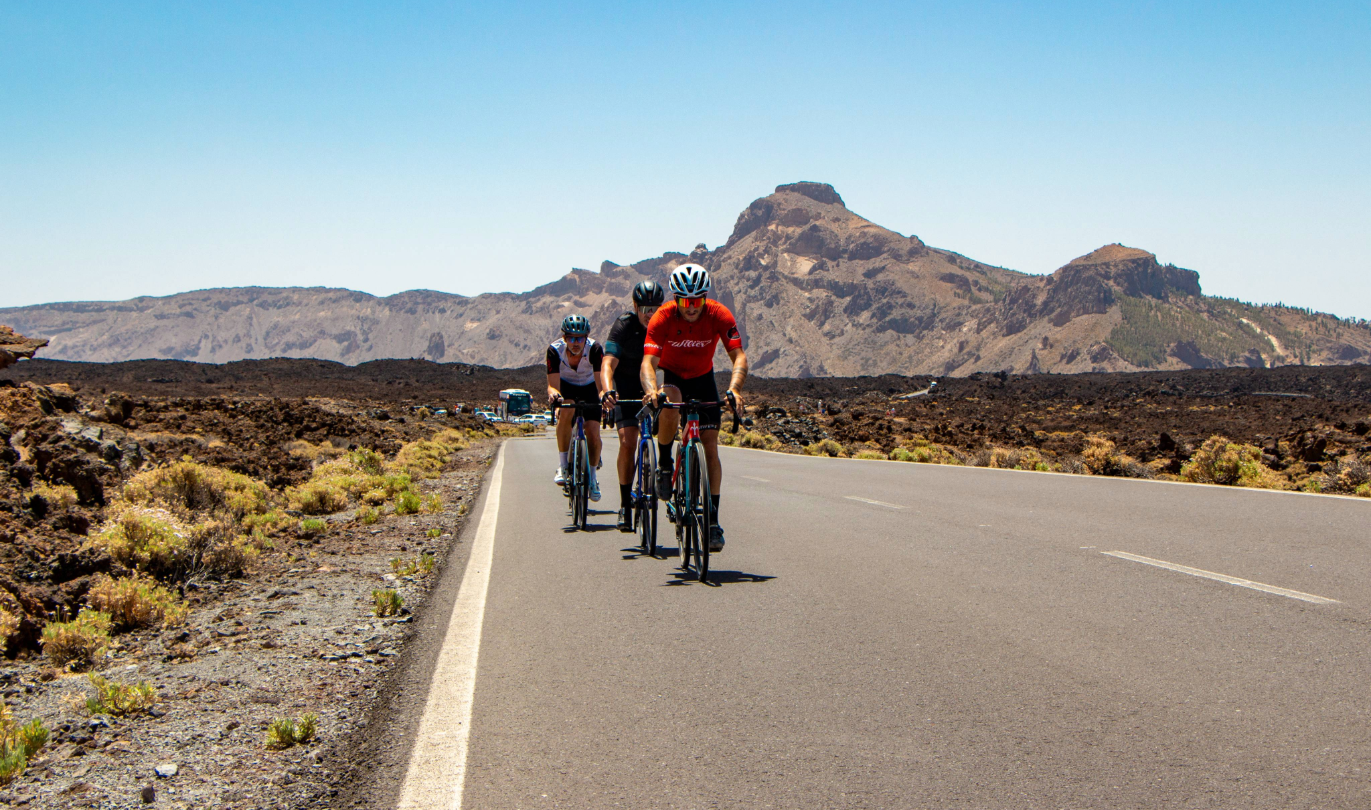 Cycling Holidays Tenerife riders on a mountain road
