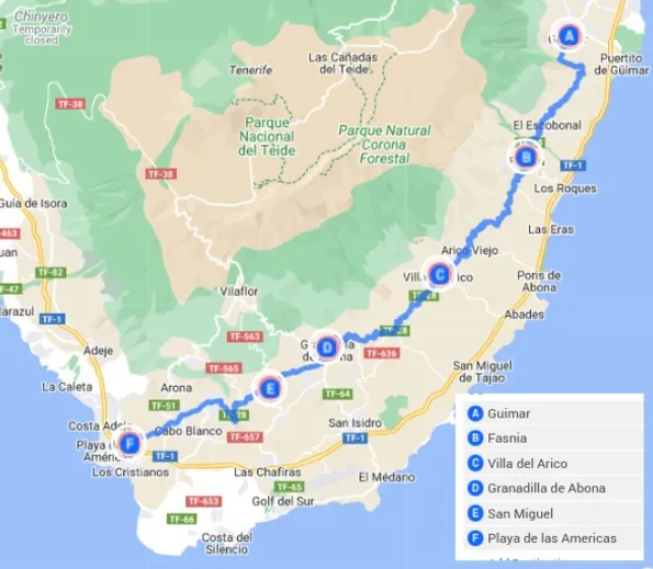 Barranco Infierno Map Bike Point Tenerife Bike Hire & Bike Rental