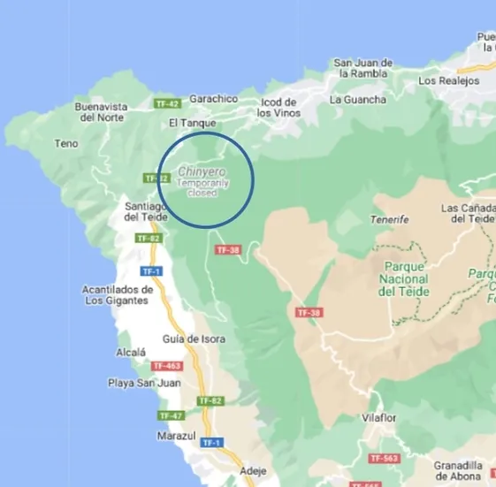 Chinyero Fire Map Bike Point Tenerife Bike Hire & Bike Rental