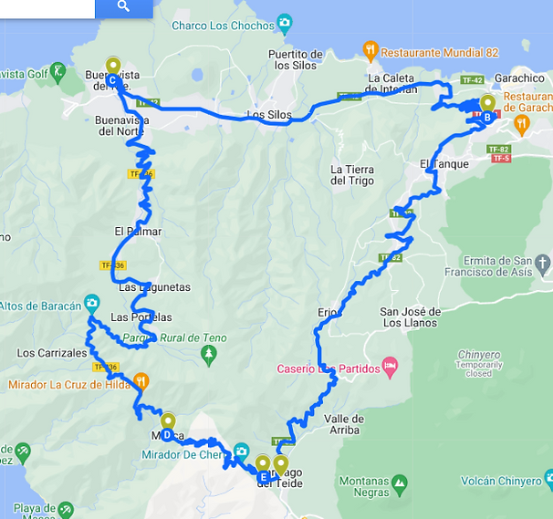 Garachico Masca Map Bike Point Tenerife Bike Hire & Bike Rental