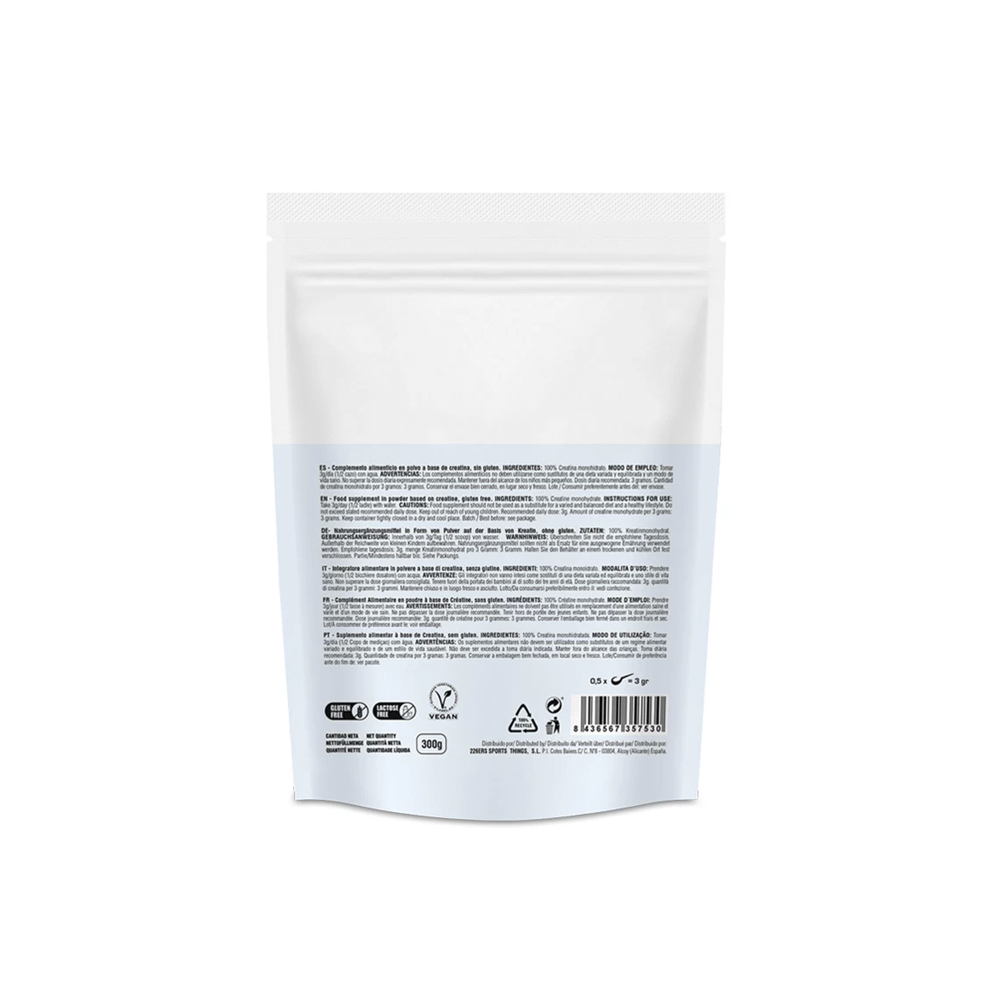 226ERS Creatine Neutral Sabor 300gr - Image 2